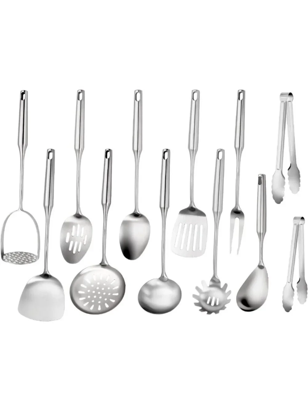 12-Piece Stainless Steel Cooking Utensils Set - Durable, Dishwasher Safe Kitchen